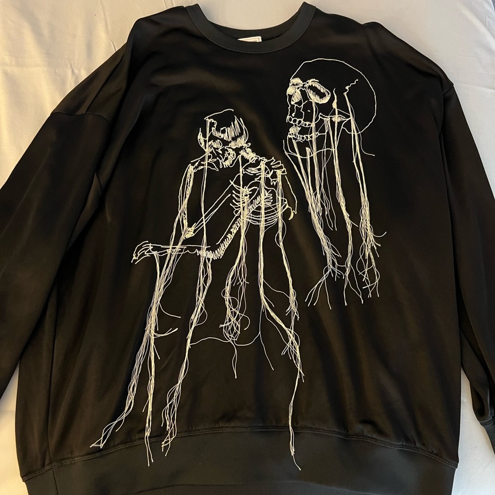 Alexander McQueen Black Skeleton Design Crewneck Sweater